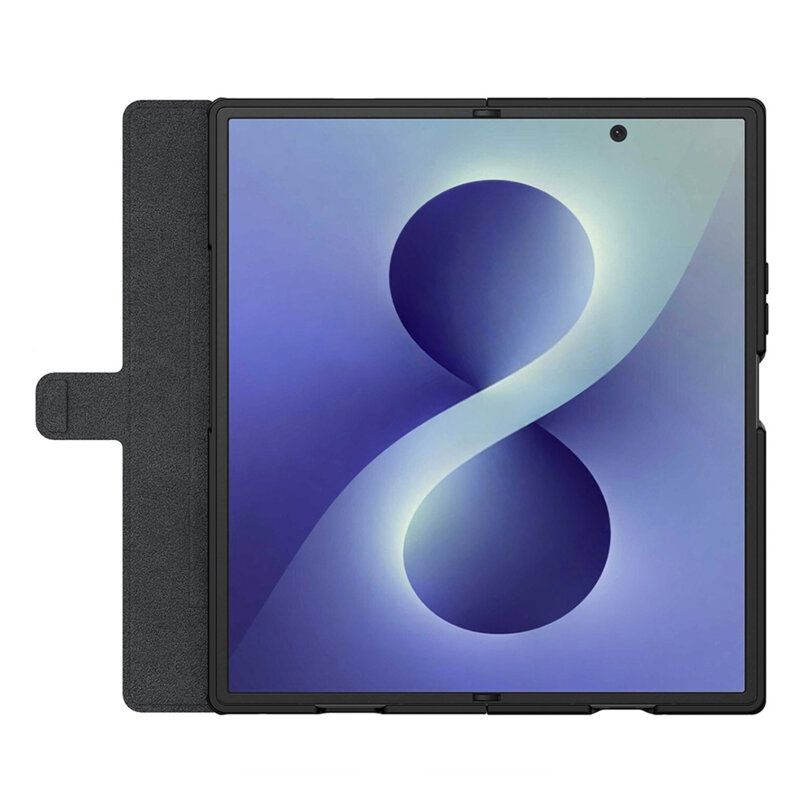 Husa Samsung Galaxy Z Fold8 Ultra Nillkin Qin Prop Silicone Leather Case, negru