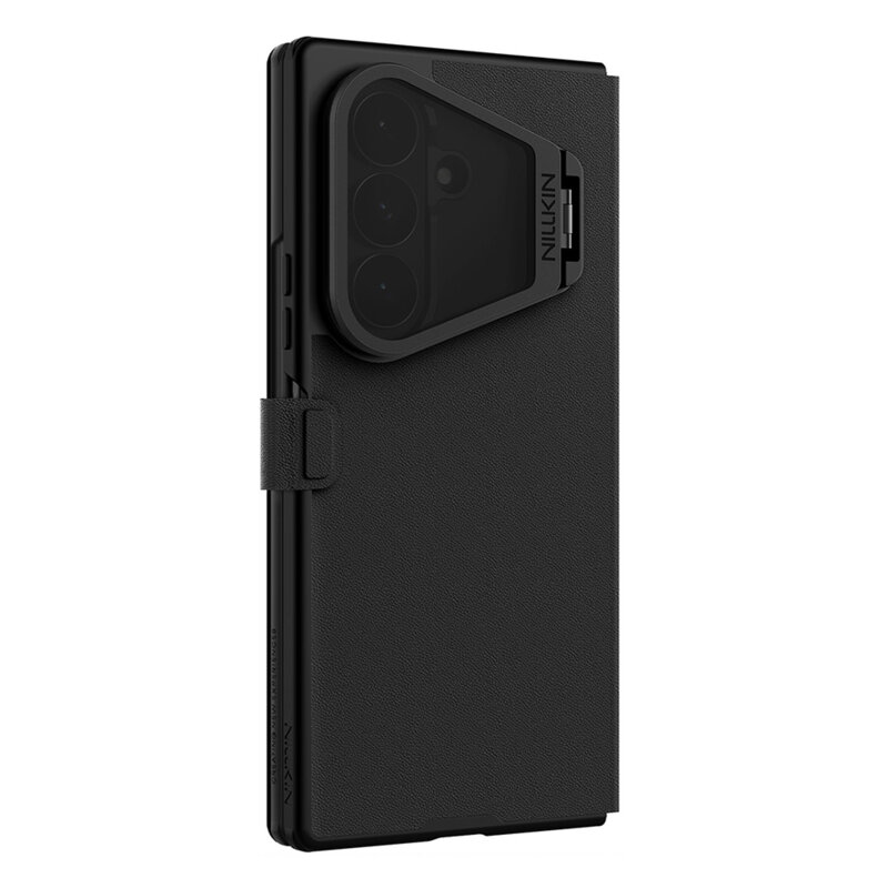 Husa Samsung Galaxy Z Fold8 Ultra Nillkin Qin Prop Silicone Leather Case, negru