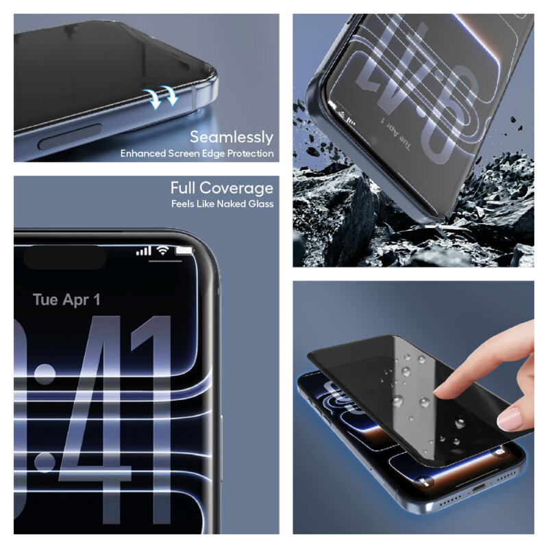 Folie sticla iPhone 18 Pro Lito D+ Max Strong Privacy, negru
