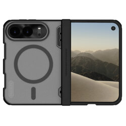 Husa iPhone Duo Nillkin Super Frosted Shield Fold Magnetic, negru/transparenta