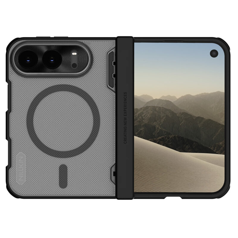 Husa iPhone Duo Nillkin Super Frosted Shield Fold Magnetic, negru/transparenta