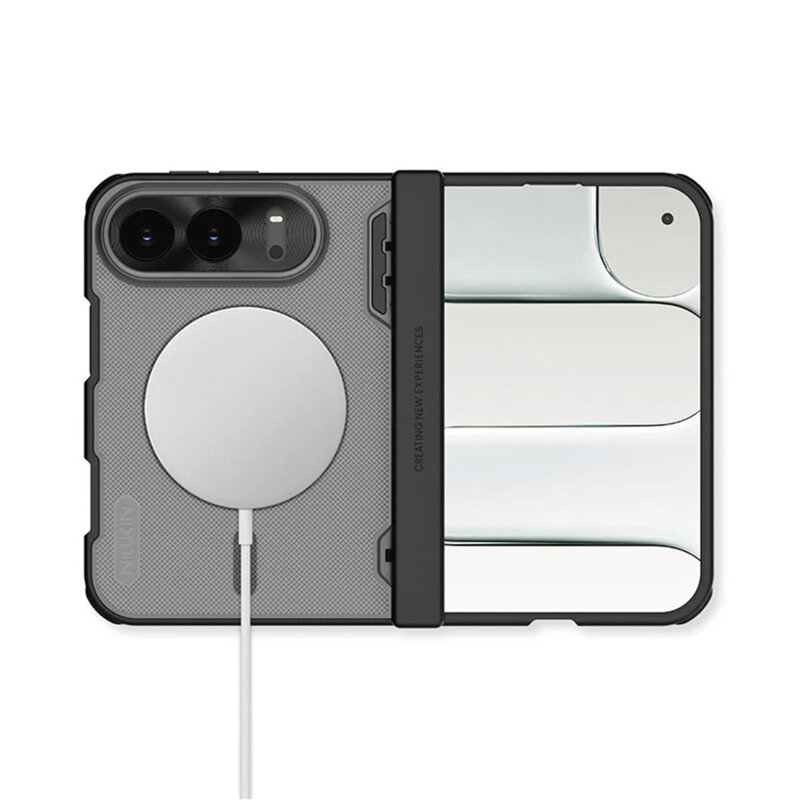 Husa iPhone Duo Nillkin Super Frosted Shield Fold Magnetic, negru/transparenta