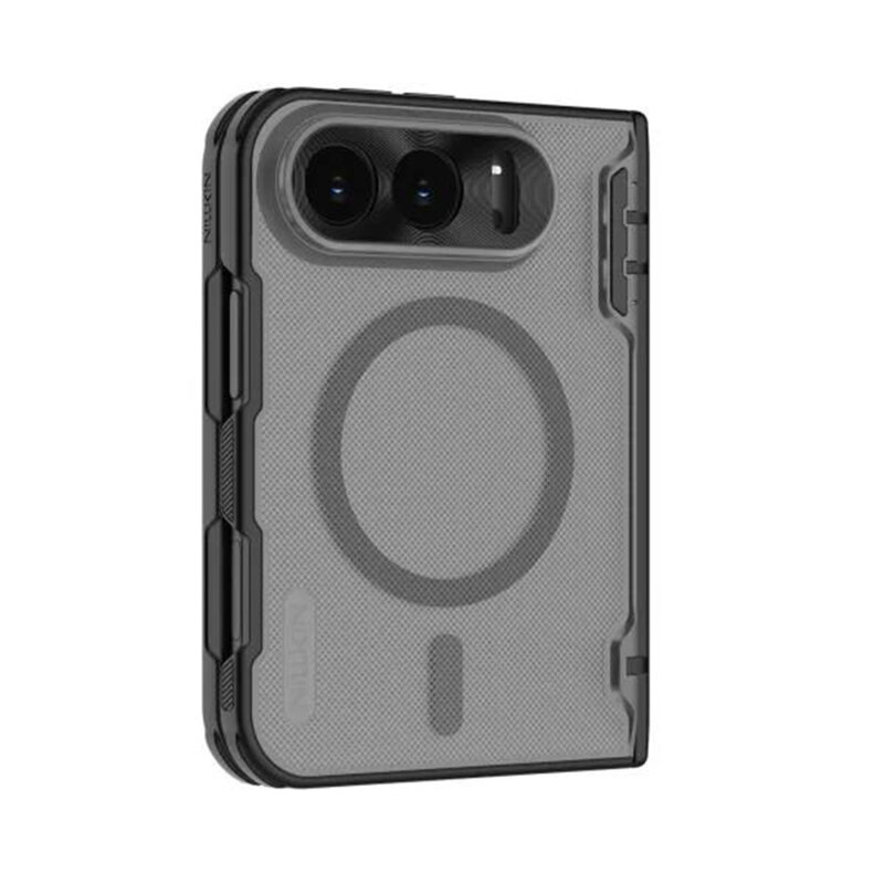 Husa iPhone Duo Nillkin Super Frosted Shield Fold Magnetic, negru/transparenta
