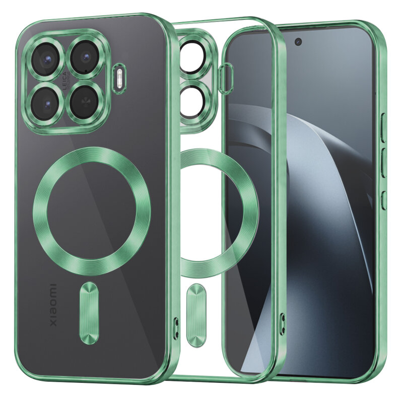 Husa premium Xiaomi 17T Pro Techsuit Luxury Crystal MagSafe, verde deschis