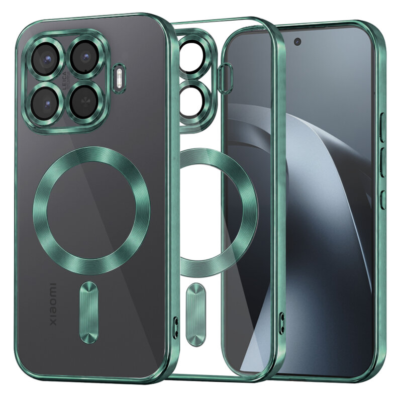 Husa premium Xiaomi 17T Pro Techsuit Luxury Crystal MagSafe, verde inchis