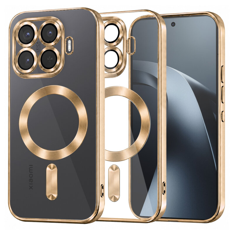 Husa premium Xiaomi 17T Pro Techsuit Luxury Crystal MagSafe, auriu