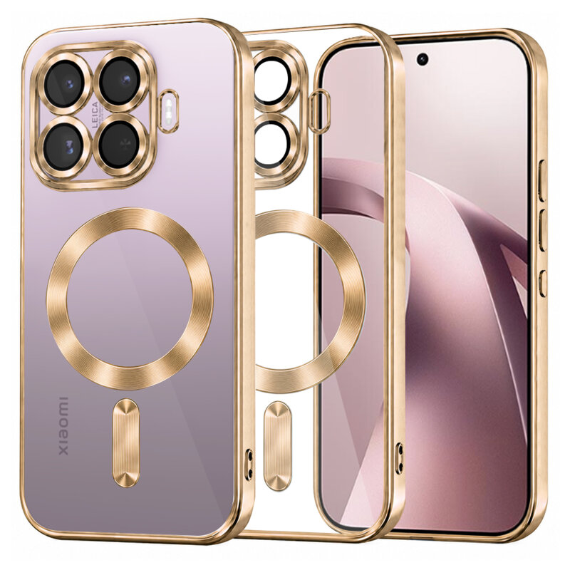 Husa premium Xiaomi 17T Techsuit Luxury Crystal MagSafe, auriu