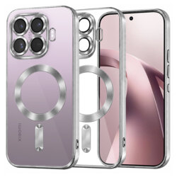 Husa premium Xiaomi 17T Techsuit Luxury Crystal MagSafe, argintiu