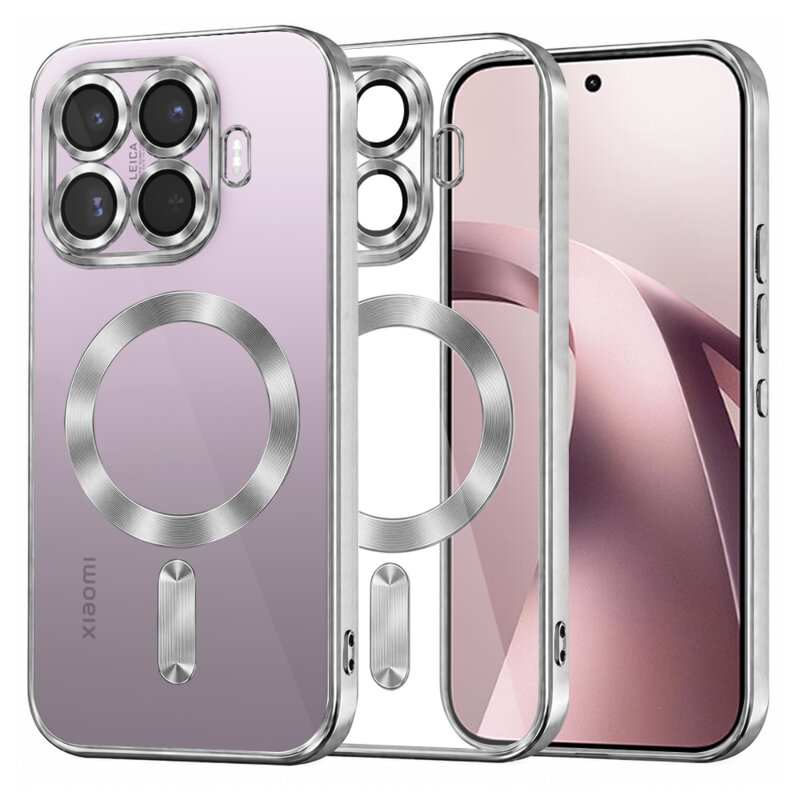 Husa premium Xiaomi 17T Techsuit Luxury Crystal MagSafe, argintiu