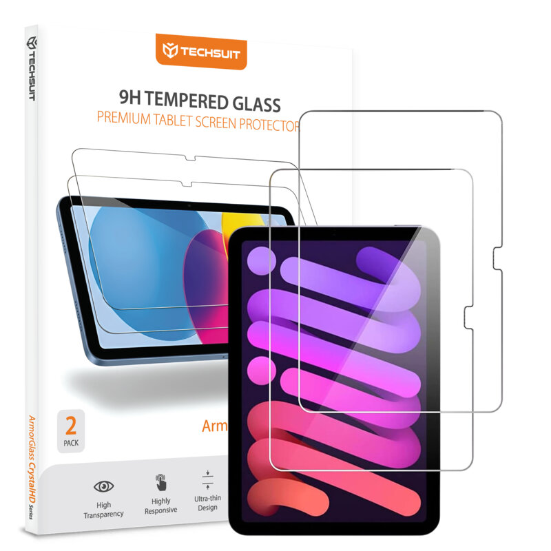[Pachet 2x] Folie sticla iPad Mini (2026) Techsuit ArmorGlass CrystalHD, transparenta