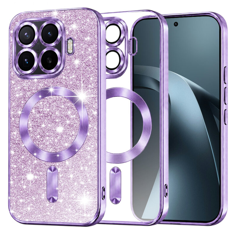 Husa premium Xiaomi 17T Pro Techsuit Luxury Glitter MagSafe, mov deschis