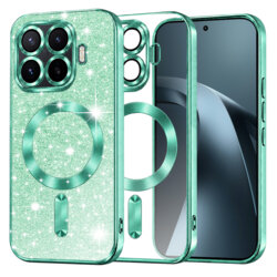 Husa premium Xiaomi 17T Pro Techsuit Luxury Glitter MagSafe, verde deschis