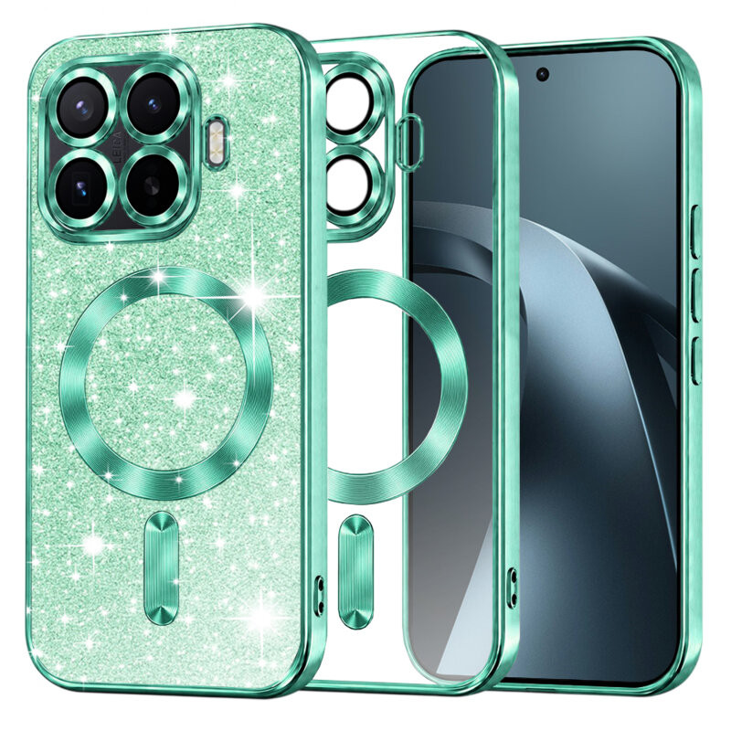 Husa premium Xiaomi 17T Pro Techsuit Luxury Glitter MagSafe, verde deschis