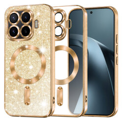 Husa premium Xiaomi 17T Pro Techsuit Luxury Glitter MagSafe, auriu