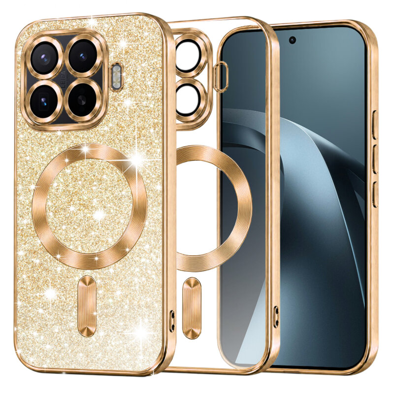 Husa premium Xiaomi 17T Pro Techsuit Luxury Glitter MagSafe, auriu