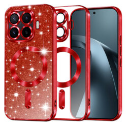 Husa premium Xiaomi 17T Pro Techsuit Luxury Glitter MagSafe, rosu