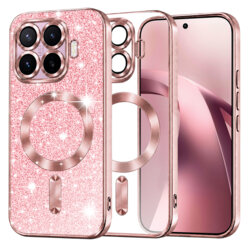 Husa premium Xiaomi 17T Techsuit Luxury Glitter MagSafe, roz auriu