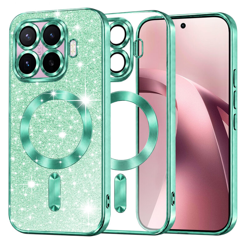 Husa premium Xiaomi 17T Techsuit Luxury Glitter MagSafe, verde deschis