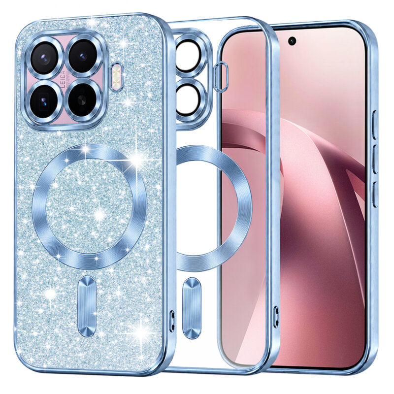 Husa premium Xiaomi 17T Techsuit Luxury Glitter MagSafe, bleu
