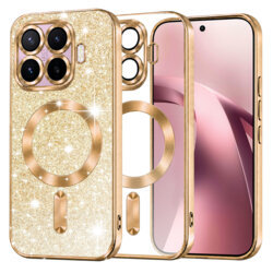 Husa premium Xiaomi 17T Techsuit Luxury Glitter MagSafe, auriu