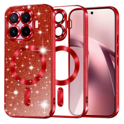 Husa premium Xiaomi 17T Techsuit Luxury Glitter MagSafe, rosu