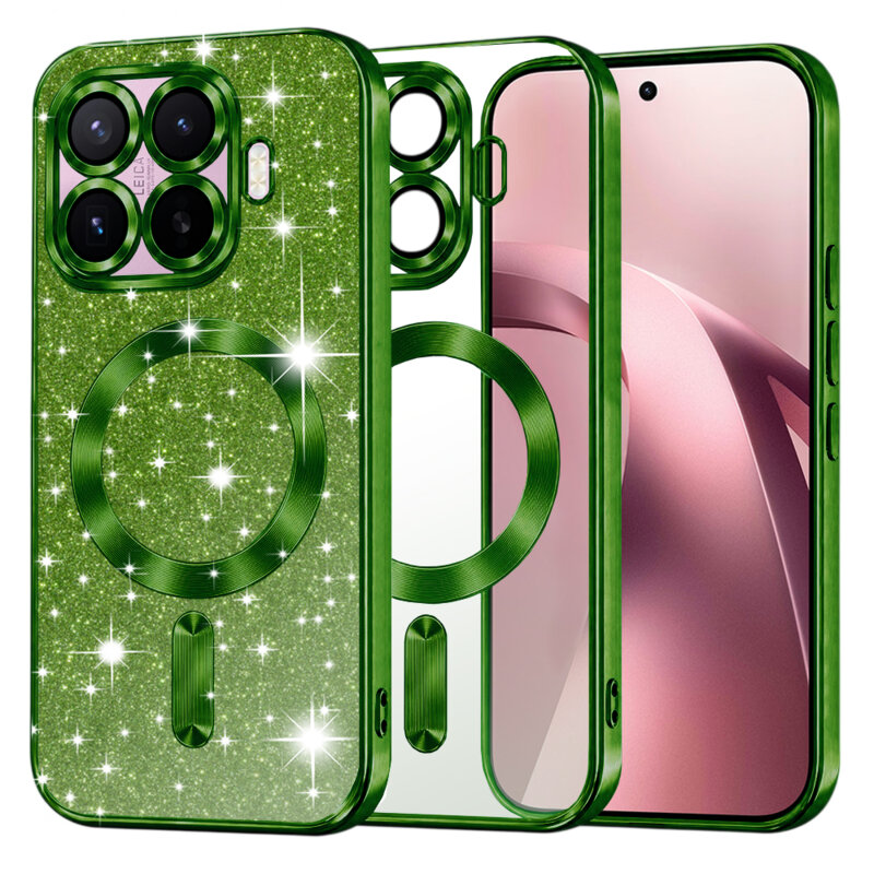 Husa premium Xiaomi 17T Techsuit Luxury Glitter MagSafe, verde