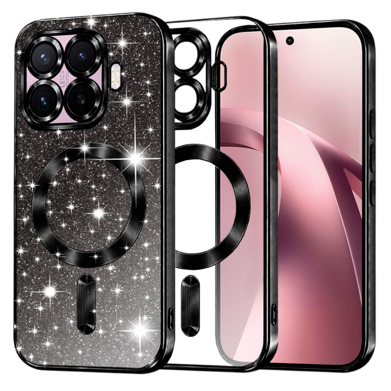 Husa premium Xiaomi 17T Techsuit Luxury Glitter MagSafe, negru