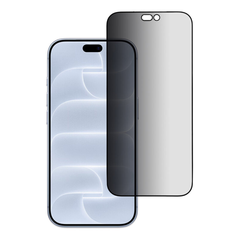 Folie iPhone 18 Pro cu aplicator Blueo Anti-Peep AR Privacy 3D Curved Glass, negru
