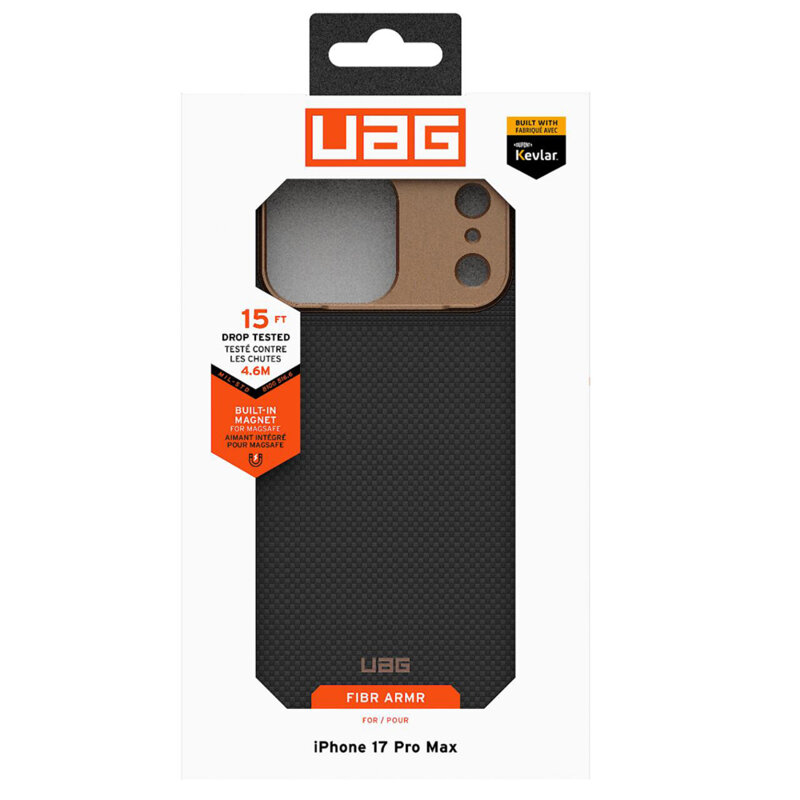 Husa iPhone 17 Pro Max UAG Fibr Armr MagSafe, Graphite / Bronze