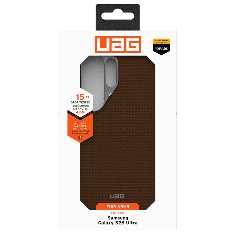 Husa Samsung Galaxy S26 Ultra UAG Fibr Armr MagSafe, Orange/Charcoal
