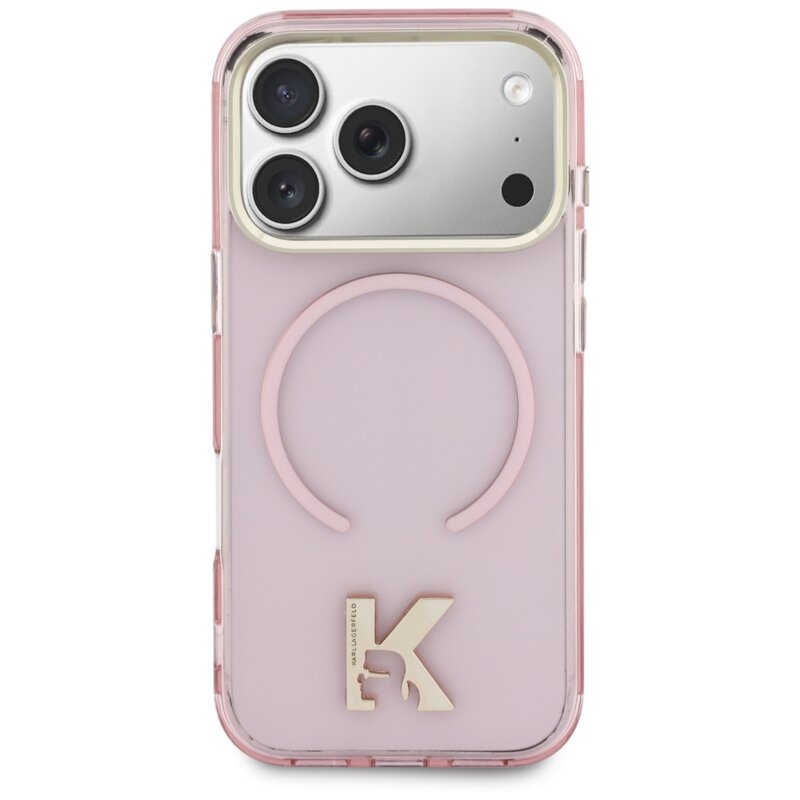 Husa iPhone 18 Pro Max Karl Lagerfeld IML K Head Logo MagSafe, roz, KLHMP18X5HTMKHDP