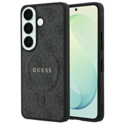 Husa Guess Samsung Galaxy S26 FE Leather 4G Embossed Ring Classic Logo MagSafe, negru, GUHMS26FEP4MSEGK