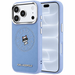 Husa iPhone 18 Pro Karl Lagerfeld Leather Leather Point & C Sketch MagSafe, bleu, KLHMP18L6PCCPRB