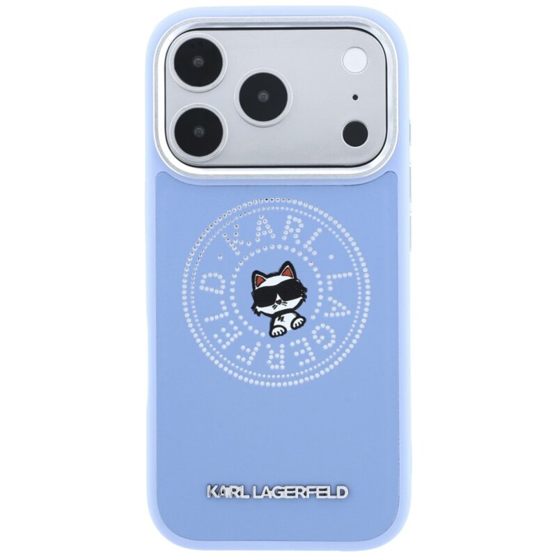 Husa iPhone 17 Pro Karl Lagerfeld Leather Leather Point & C Sketch MagSafe, bleu, KLHMP18L6PCCPRB