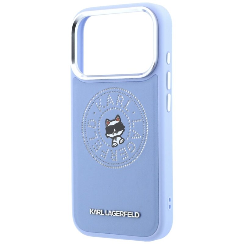 Husa iPhone 17 Pro Karl Lagerfeld Leather Leather Point & C Sketch MagSafe, bleu, KLHMP18L6PCCPRB