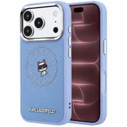 Husa iPhone 18 Pro Max Karl Lagerfeld Leather Point & C Sketch MagSafe, bleu, KLHMP18X6PCCPRB