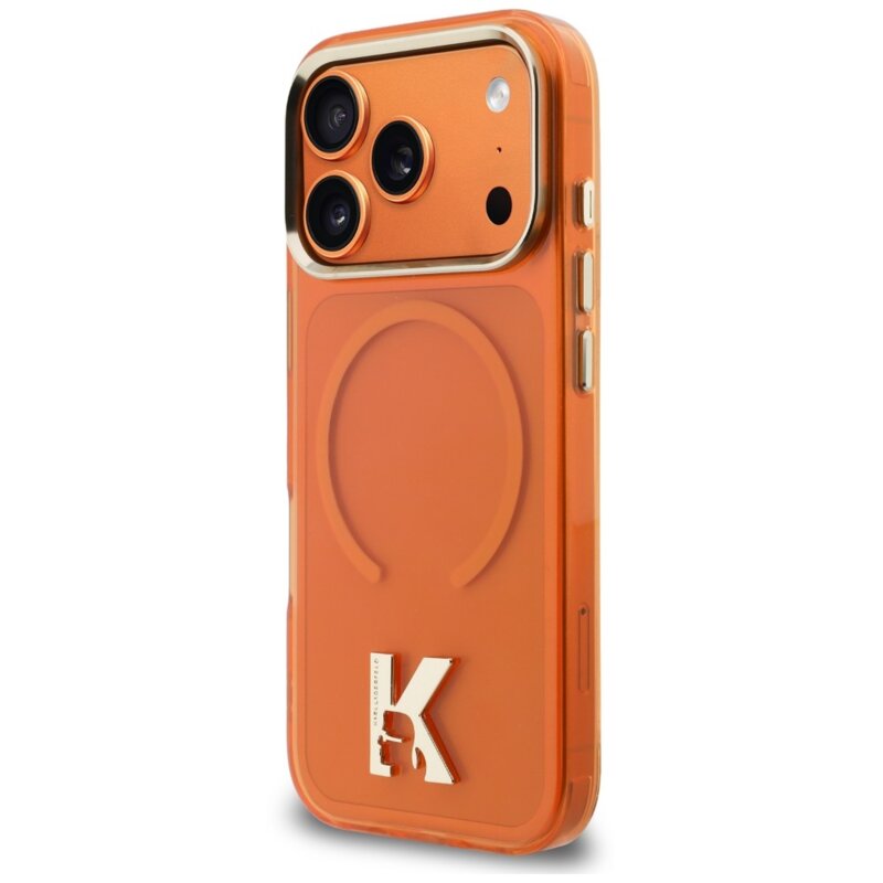 Husa iPhone 17 Pro Karl Lagerfeld Karl Lagerfeld IML K Head Logo MagSafe, oranj, KLHMP18L5HTMKHDO