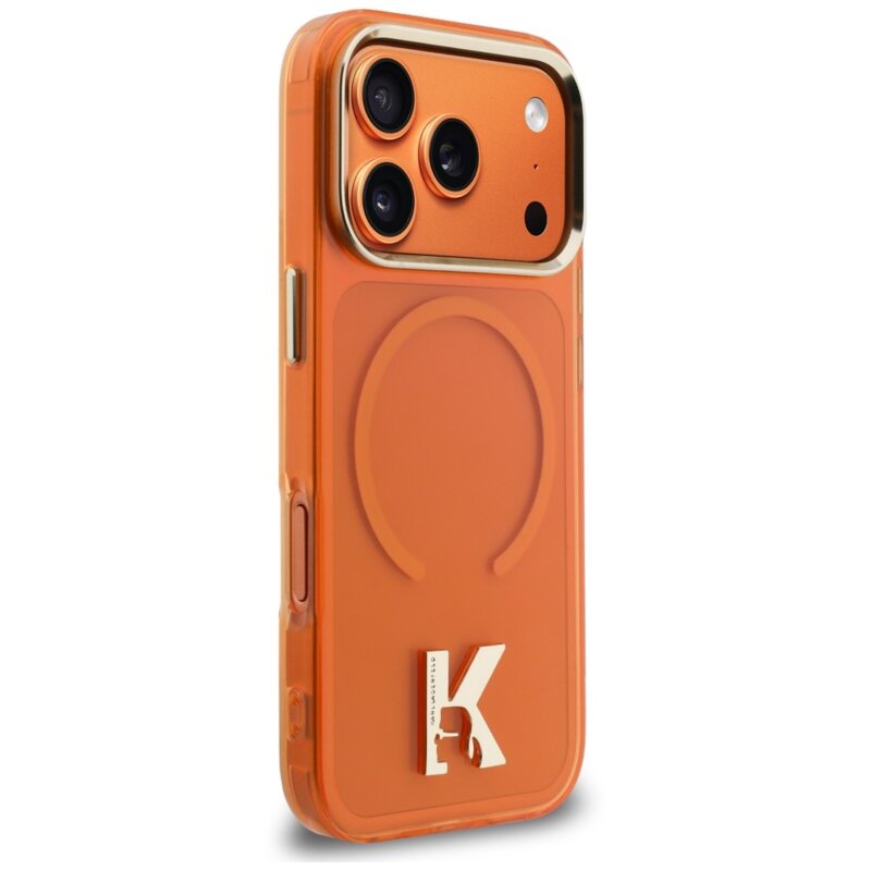 Husa iPhone 17 Pro Karl Lagerfeld Karl Lagerfeld IML K Head Logo MagSafe, oranj, KLHMP18L5HTMKHDO