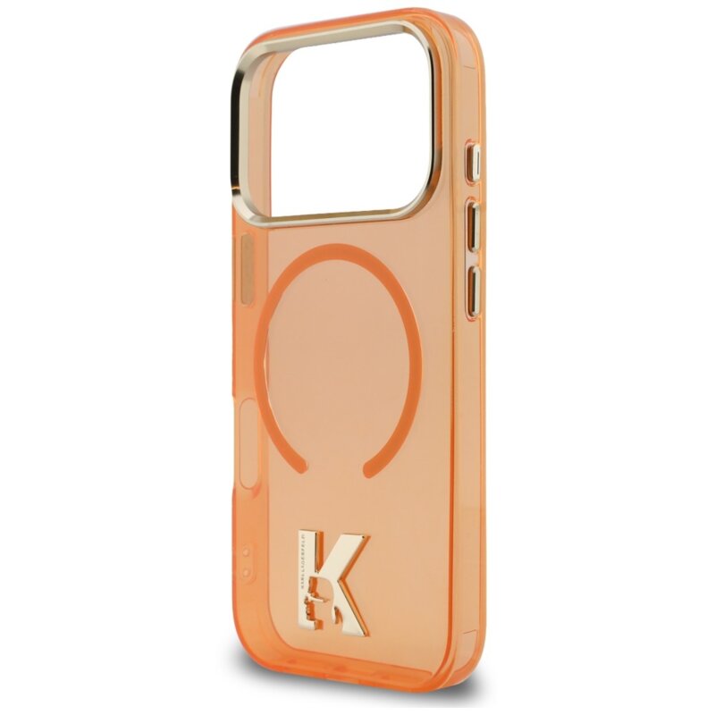 Husa iPhone 17 Pro Karl Lagerfeld Karl Lagerfeld IML K Head Logo MagSafe, oranj, KLHMP18L5HTMKHDO