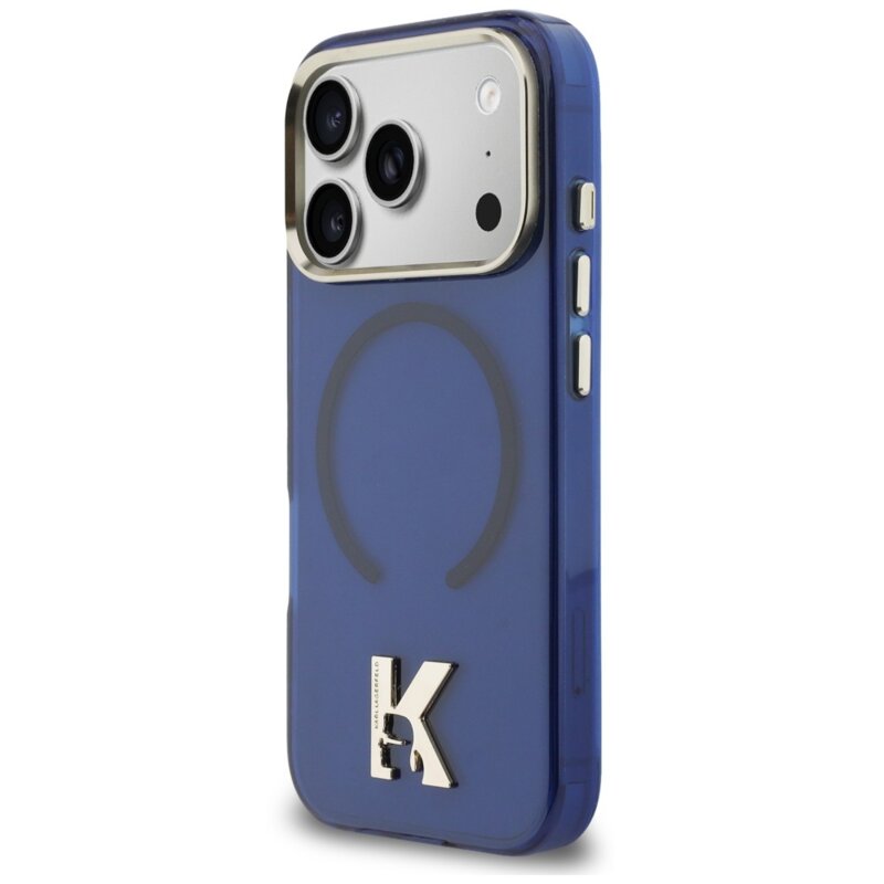 Husa iPhone 17 Pro Karl Lagerfeld IML K Head Logo MagSafe, albastru, KLHMP18L5HTMKHDB