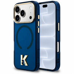 Husa iPhone 18 Pro Karl Lagerfeld IML K Head Logo MagSafe, albastru, KLHMP18L5HTMKHDB
