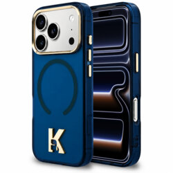 Husa iPhone 17 Pro Karl Lagerfeld IML K Head Logo MagSafe, albastru, KLHMP18L5HTMKHDB