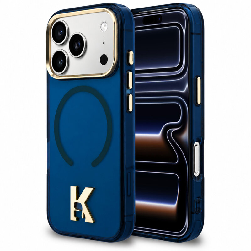 Husa iPhone 17 Pro Karl Lagerfeld IML K Head Logo MagSafe, albastru, KLHMP18L5HTMKHDB