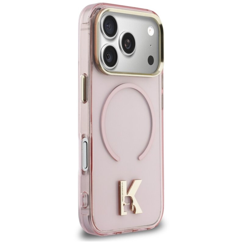 Husa iPhone 17 Pro Max Karl Lagerfeld IML K Head Logo MagSafe, roz, KLHMP18X5HTMKHDP