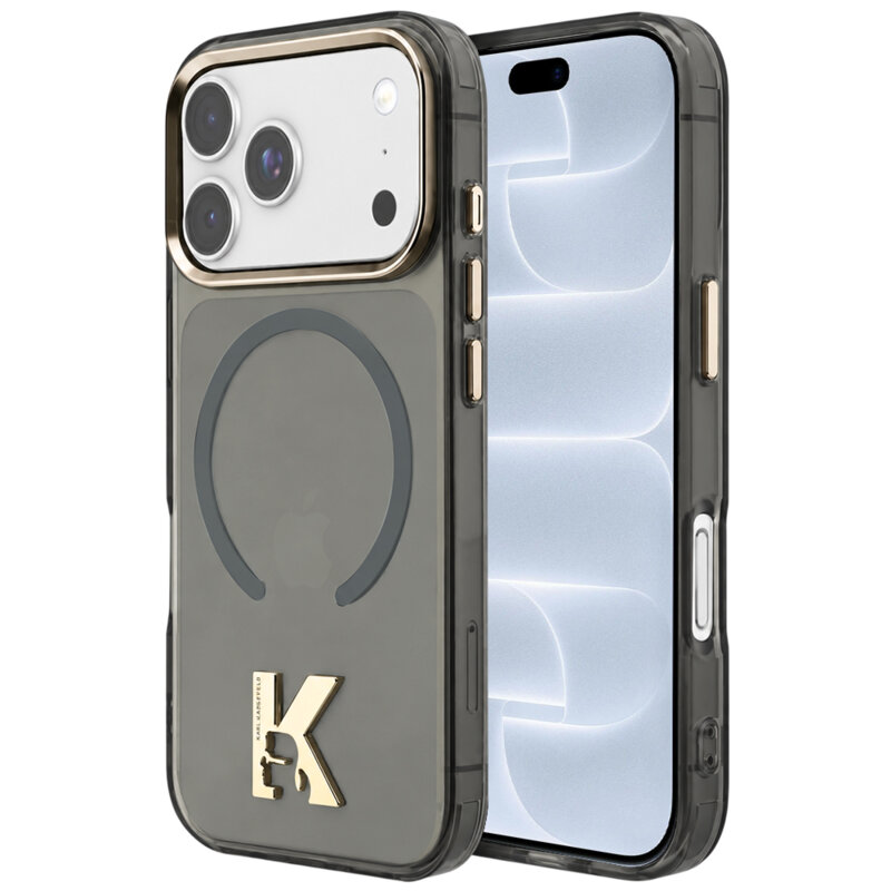 Husa iPhone 18 Pro Karl Lagerfeld IML K Head Logo MagSafe, negru, KLHMP18L5HTMKHDK