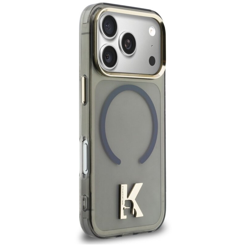 Husa iPhone 17 Pro Karl Lagerfeld IML K Head Logo MagSafe, negru, KLHMP18L5HTMKHDK