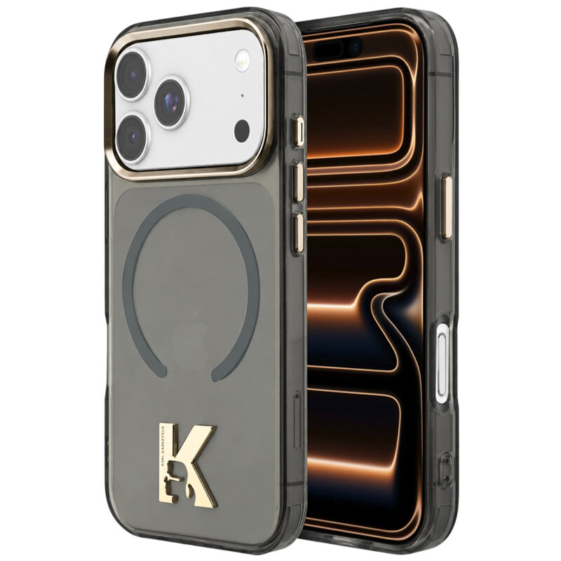 Husa iPhone 17 Pro Max Karl Lagerfeld IML K Head Logo MagSafe, negru, KLHMP18X5HTMKHDK