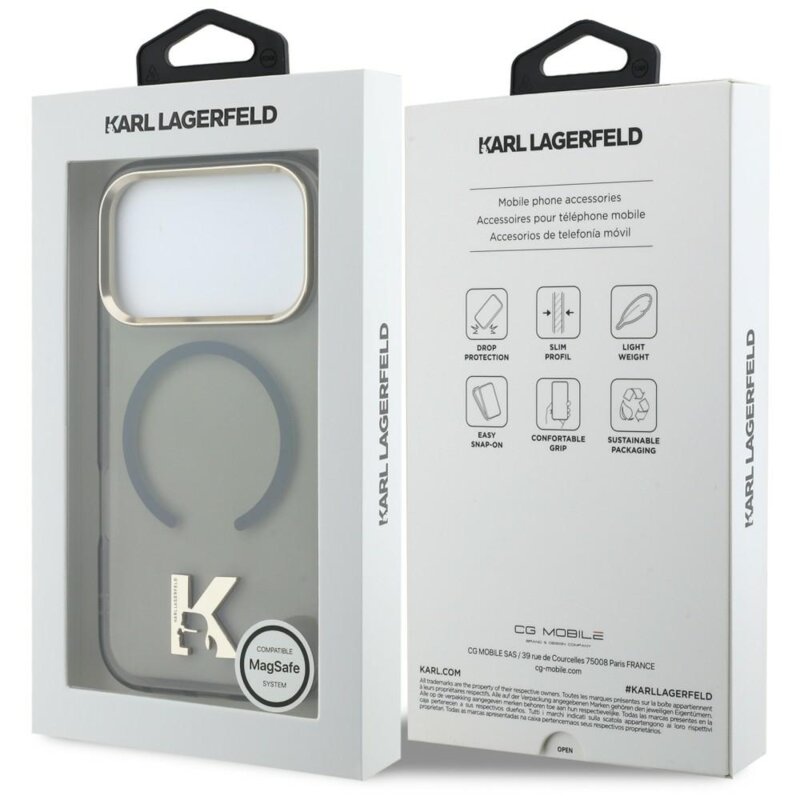 Husa iPhone 17 Pro Max Karl Lagerfeld IML K Head Logo MagSafe, negru, KLHMP18X5HTMKHDK