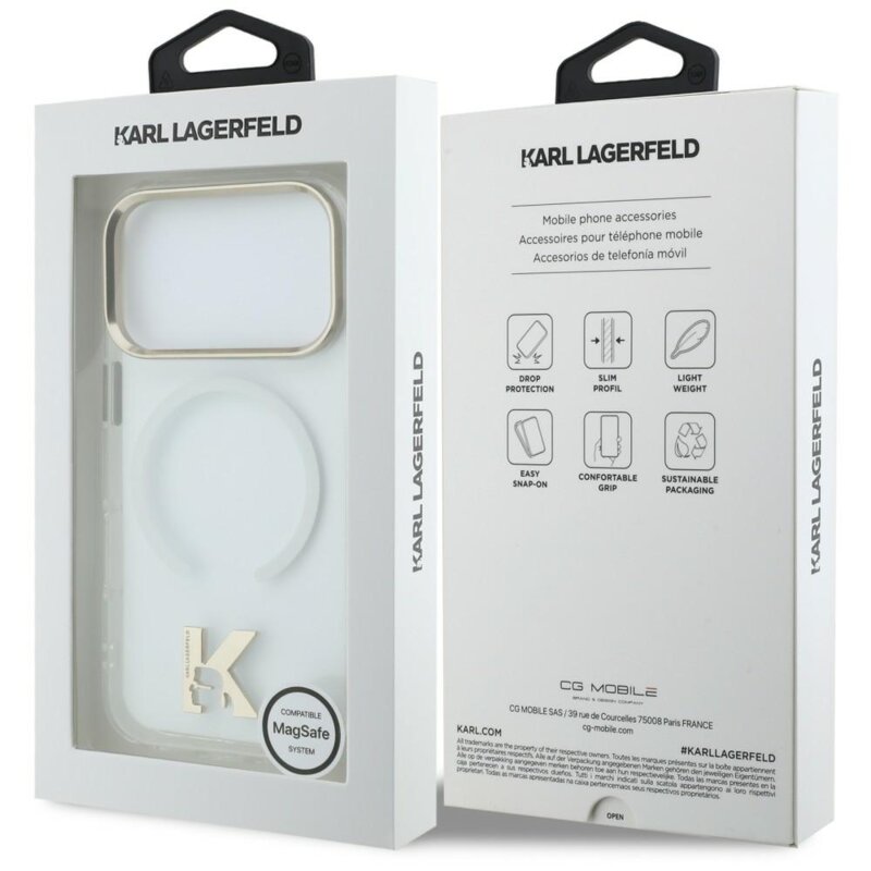 Husa iPhone 17 Pro Karl Lagerfeld IML K Head Logo MagSafe, clear, KLHMP18L5HTMKHDH