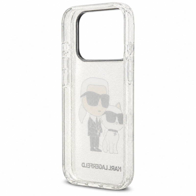 Husa iPhone 17 Pro Max Karl Lagerfeld IML NFT K&C, transparenta cu sclipici, KLHCP18XHNKCTGT